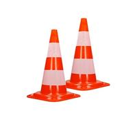 2 Pièces Cônes de Signalisation 47 cm, Orange-Blanc, Pylône de Chantier avec 2
