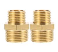 2 Pièces Connecteur Droit en Laiton à Double Filetage Mâle | Installation Pratique et Simple, Usage Domestique, Finition Or, Pièce de Plomberie Fiable, Lot D’une Unité