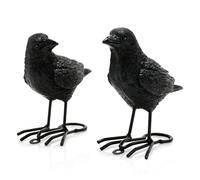 2 pièces corbeaux à plumes noires d'halloween, leurres de corbeau réalistes | Statues de corbeau de jardin, artisanat en résine, décor d'Halloween, accessoires d'oiseaux pour cosplay, fête d'Halloween
