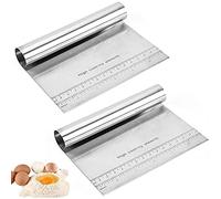 2 Pièces Coupe-Pâte en Acier Inoxydable, Coupe-Pâte à Pain, Grattoir à Pâtisserie, Grattoir à Pain, Grattoir à Pâtisserie, Hachoir à Grattoir Polyvalent Avec Guide de Mesure, pour Pizza, Pâte, Gâteau