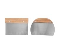 2 Pièces Coupe-pâte en Acier Inoxydable Gradué Manche en Bois | Bords Lisses et Angles Arrondis, Raclage du Plan de Travail, Outil Facile à Ranger pour Pâte et Croûtes