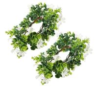 2 Pièces Couronne de Bougie Pilier Verte Réaliste en Soie et PE | Anneau Décoratif pour Table de Mariage et Saint-valentin, Style , Entretien Facile