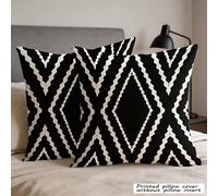 2 pièces Coussins plats 2D, design bohème réversible, motif géométrique à chevrons noir & blanc. Ce coussin décoratif convient pour une utilisation intérieure et extérieure 2 pièces 45cm*45cm,2 pièces
