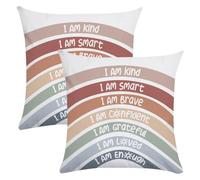 2 Pièces Couvre-oreillers à Lancer des Coussinets de Coussin de Style Arc-en-Ciel 18 x 18 Pouces Cadeau d'inspiration pour Enfants Adolescents Adultes
