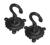 2 pièces Crochet de Plafond en Fonte 11x9x9 CM, Noir, Style rétro | Support Mural en Fer, Finition Noire Vintage, Quincaillerie et Chevilles pour Plantes
