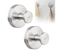 2 Pièces Crochet Ventouse Inox, étanches, étanches, Réutilisable (Argent)