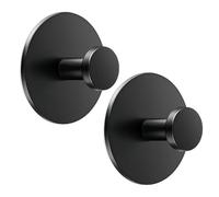 2 Pièces Crochets Adhesifs Muraux,Crochet Porte de Bain Mural Salle Serviette Percer Accroche Adhesif Sans Percage Cuisine Torchon Adhésif Patere Noir Rond,pour Murale Plafond Autocollants Fixation