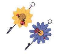 2 pièces Crochets Muraux Fleur Soleil 14,5x8,3x3,4cm, en Résine et Fer | Installation Simple, Usage Multi-Pièces, pour Chapeaux et Tabliers, Déco de Fleur pour Maison ou Appartement