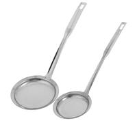 2 Pièces Cuillère à Écumoire à Mailles Fines en Acier Inoxydable | Séparation de L’huile, Manche Confortable, Nettoyage Facile, Cuisine et Wok, Finition Argenté