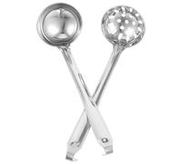 2 Pièces Cuillère à Égoutter en Acier Inoxydable, Louche à Soupe | Fondue Chinoise et Cuisson, Design Multifonction Compact, Finition Argenté, Prise Ergonomique