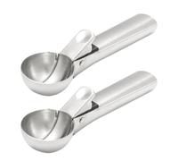 2 Pièces Cuillère à Glace en Acier Inoxydable, Boule | Moulage Monobloc, Antirouille, Manche Confortable, Usage Maison et Boutiques de Desserts, Argenté