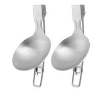 2 Pièces Cuillère de Service Pliante en Acier Inoxydable | Design Pliable, Usage Polyvalent, pour Soupe, Sauce et Pot, Finition Argenté, pour Activités de Plein Air