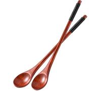 2 Pièces Cuillère en Bois de Cuisine, 20 cm Cuillère à Miel, Style rétro brillant-Ustensiles de Cuisine à Long Manche Avec Poignées