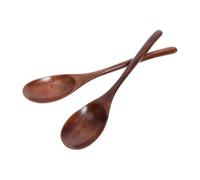 2 Pièces Cuillère en Bois Réutilisable Cuisine, Mélange et Service | Bois Marron à Finition Soignée, Usage Quotidien Sûr et Sain, Style Élégant pour Table et Préparation