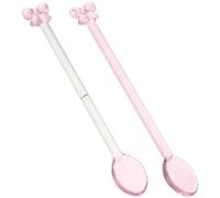 2 Pièces Cuillères Doseuses en Verre Rose, Nœud | Mélange et Préparation, Facile à Nettoyer, Style Créatif et Mignon, Cuisine et Pâtisserie