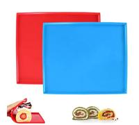 2 Pièces Cuisson Plateau en Silicone, Moule Genoise Rebords, Plaque de Gateau Roule Antiadhesif, pour la Confection de Roulés et de Biscuits, 31 x 26 x 1 cm
