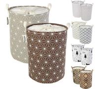 2 pièces de 43 cm de cordon de serrage panier de rangement trieur, pop-up paniers à linge pliable, imperméable à l'eau ronde en toile de coton (voie lactée, diamètre 40 cm, grand)