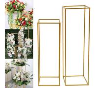 2 pièces de fleurs ensemble d'or support de plantes en métal Porte-ballon arc de mariage rectangulaire pour mariage anniversaire fête de fin d'année accessoires de décoration de fond