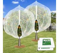 2 pièces de grand filet pour arbre fruitier avec cordon de serrage et fermeture éclair, filet de jardin de 2,4 * 2,4 m pour la protection du jardin, filet anti-insectes et anti-oiseaux pour arbres