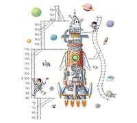 2 pièces de règle de mesure de la hauteur des astronautes du vaisseau spatial, mise en page de l'éducation précoce, autocollant de hauteur, chambre d'enfant, décoration murale de la maternelle