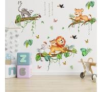 2 pièces de stickers muraux, 30 x 90 cm décoration murale pour chambre d'enfant, autocollants muraux pour chambre d'enfant, autocollant mural forêt, autocollant mural jungle, singe à vignes singe lion