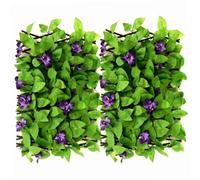 2 pièces de Treillis de Lierre, Treillis Jardin Artificiel avec Feuilles, décor clôture confidentialité Extensible, Violet et Vert, Longueur 8 à 78 Pouces, Panneaux Jardin