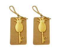 2 Pièces Décapsuleur nanas en Alliage de Zinc, Multi-fonction | Cordelette et Anneau, Format Compact Doré, pour Mariage et Fête Hawaïenne, Ouvre-bouteille