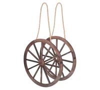 2 Pièces Décor Roue Wagon Western Vintage 7,87 Pouces en Bois Rustique | Suspendre au Mur, Texture Naturelle et Grain Visible, pour Porche, Jardin, Portes et Poignées