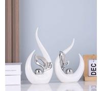 2 pièces Décoration de maison blanche et argentée, comprenant des figurines en résine, des sculptures abstraites, convenant pour la décoration de la table à manger, de la table basse, des étagères du 