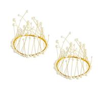 2 Pièces Décoration Gâteau Couronne de Perles Blanche pour Garçon | Pearl Métal, Photo Props et Accessoire Cheveux, Shower, Costumes, Style Joli