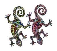 2 Pièces Décoration Murale Gecko en Fer, Sculpture Chic | Aspect Vif et Texture Soignée, Ornement Artisanal, Salon et Extérieur, Style Charmant, Usage Polyvalent