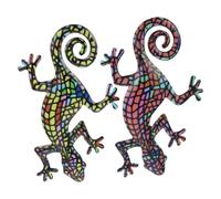 2 Pièces Décoration Murale Gecko en Sculpture Domestique Réaliste | Salon, Bureau, Rendu Vif et Finition Soignée, Ornement Artisanal en Métal pour Ambiance Décorative