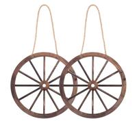 2 Pièces Décoration Murale Ronde Style Western Rustique Vintage | Texture Bois Naturelle, Teinte Café, pour Portes et Clôtures, Intérieur Extérieur, Ambiance Ferme