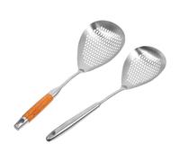 2 Pièces Écumoire à Fentes Cuillère Cuisine en Acier Inoxydable | Long Manche, Design Ajouré, Séparation de Graisse et Aliments Frits, Usage la Cuisine et Cuisson