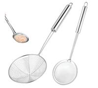 2 Pièces Ecumoire à Friture, Ecumoire Cuisine Inox, Passoire Cuisine | avec Poignée, 12 cm, 14 cm Araignée de Cuisine pour la friture, Soupe Thé Lait de Soja Friture Bouillon