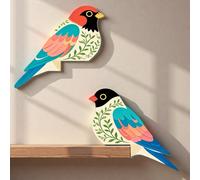 2 pièces Ensemble de décorations de cadre de porte en forme d'oiseau 2D plat, autocollants muraux en forme d'oiseau en grain de bois créatifs, silhouettes d'oiseaux de gauche et de droite artistiques,