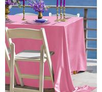 2 pièces Ensemble de nappe en satin, nappe rectangulaire en tissu lisse de couleur unie, décoration de mariage, nappe de mariage rose clair, décoration d'anniversaire thème rose, décoration de salle d