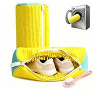 2 pièces Ensemble de nettoyage de chaussures, sac de lavage de chaussures pour machine à laver avec brosse à chaussures ovale, sac de lavage de chaussures réutilisable avec fermeture éclair pour baske