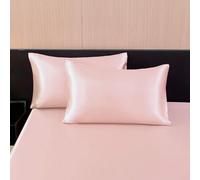 2 pièces Ensemble de taies d'oreiller en satin soyeux, doux et respirant, anti-rides, doux pour les cheveux et la peau, améliore la qualité du sommeil, lavable en machine, certifié Oeko-Tex, rose clai