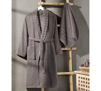 2 pièces Ensemble peignoir unisexe en coton Carla, peignoir de sauna en tissu éponge et serviette de tête 50*85 cm S/M,L/XLUnicoloreCoton