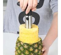 2 pièces Éplucheur et Trancheur d'Ananas en Acier Inoxydable - Outil de Cuisine Facile à Utiliser avec Poignée Jaune, Préparez Sans Effort l'Ananas et Plus de Fruits, Éplucheur Trancheur et Dénoyauteu