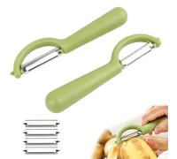 2 Pièces Eplucheurs Universels avec 4 Lames de Rechange, Éplucheurs de Pommes de Terre, Vegetable Peeler, Eplucheur Pomme de Terre, Facile à Nettoyer, Durable pour Cuisine et Camping