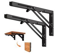 2 Pièces Equerre Etagere Pliante，Étagère Murale, Supports Pliants pour à Micro-ondes, Support accessoires van aménagé Console Pliable En Acier, Accessoires pour Camping (50CM/Max100KG)