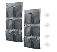 2 pièces étagère de organisateur mural de stockage murale, 6 poches, Rangement de chaussures à suspendre, Sac de rangement suspendu, convient pour chambre à coucher, salon, salle de bain (Gris)