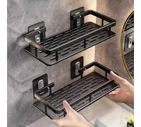 2 pièces Étagère de rangement de salle de bain sans trou, étagère adhésive imperméable de salle de bain, étagère pour shampoing et gel douche, étagère de suspension multifonction, étagère de rangement
