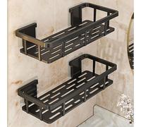 2 pièces Étagère de salle de bain sans perçage, support de rangement mural pour shampoing & savon, design de drainage creux noir, universel pour salle de bain & cuisine Deux ébènes économiques noirs,U