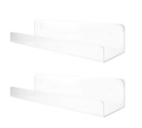 2 Pièces Étagère Murale Acrylique Transparente, et Rangement | Installation Facile, Rebord Protecteur Discret, pour Palettes Maquillage et Certificats, Chambre ou Salle de Bain