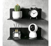2 Pièces Etagere Murale sans Percage 22,8 cm, Acrylique Petite Etagere | Murale avec Passages pour Câbles, Comprend Un Kit Complet de Matériel de Montage pour Cuisines, Salles de Bains et Entrées
