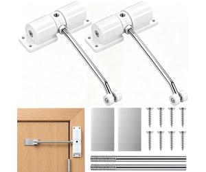 2 Pièces Ferme Porte Automatique, Réglable Ferme Porte à Ressort pour Portes Jusqu'à 40 kg, Groom Fermeture Porte avec Tige de Réglage, Plaque de Montage et Vis pour le Bureau à Domicile