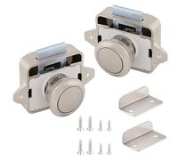 2 Pièces Fermoir Bouton Poussoir Verrou Armoire, Serrure à Bouton-Poussoir sans Clé, pour Camping-Car, Yacht, Tiroirs, Armoires